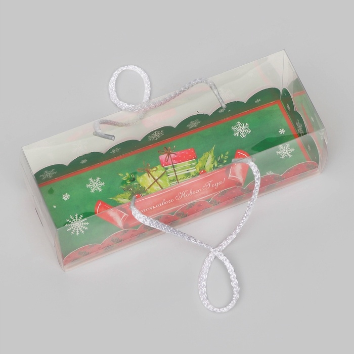 Кондитерская упаковка под рулет "Счастливого Нового года", 22,5 х 7,8 х 7,8 см