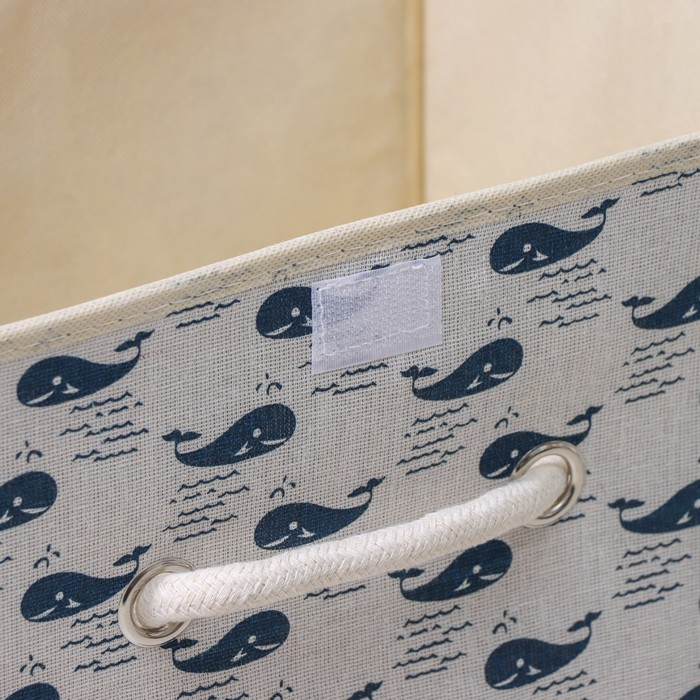 Короб стеллажный для хранения с крышкой &laquo;Киты&raquo;, 37&times;26&times;24 см, цвет белый