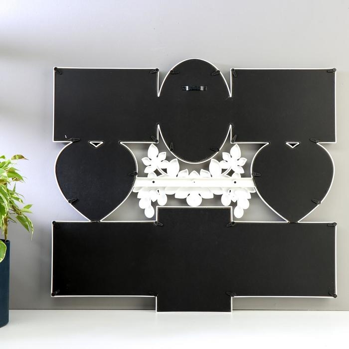 Фоторамка пластик на 8 фото 10х10, 10х15 см Фоторамка пластик на 8 фото 10х10, 10х15 см "Оливки" белая 43х48х2 см