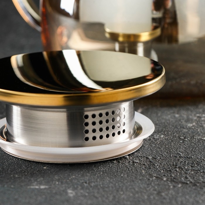 Чайник стеклянный заварочный &laquo;Глори&raquo;, 1 л, с металлическим ситом, цвет золотой