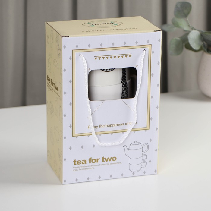 Набор чайный керамический &laquo;Страны&raquo;, 3 предмета: чайник 400 мл, 2 кружки 230 мл, рисунок МИКС