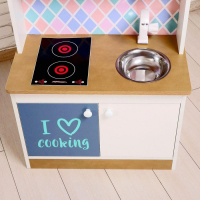 Игровая мебель &laquo;Детская кухня&raquo;, цвет корпуса бело-бежевый, цвет фасада бело-голубой, фартук ромб