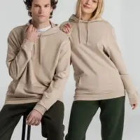 Толстовка с капюшоном унисекс Hoodie, бежевая, размер XS