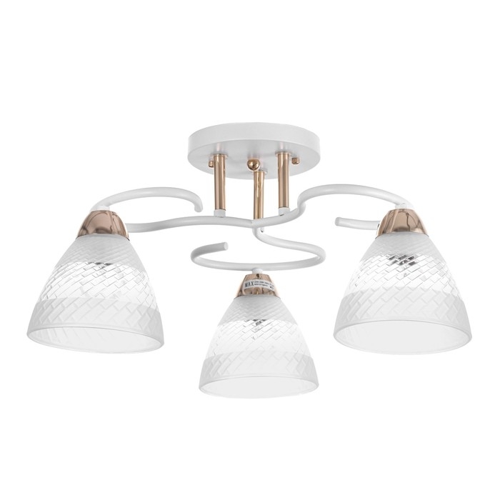 Люстра "Линда" 3х60Вт Е27 Белый, золото 47х47х23см