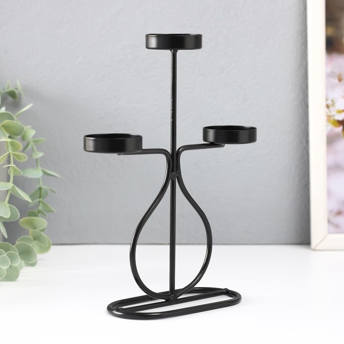 Подсвечник металл на 3 свечи Подсвечник металл на 3 свечи "Бутылочка" d=4 см чёрный 15,5х6х21 см