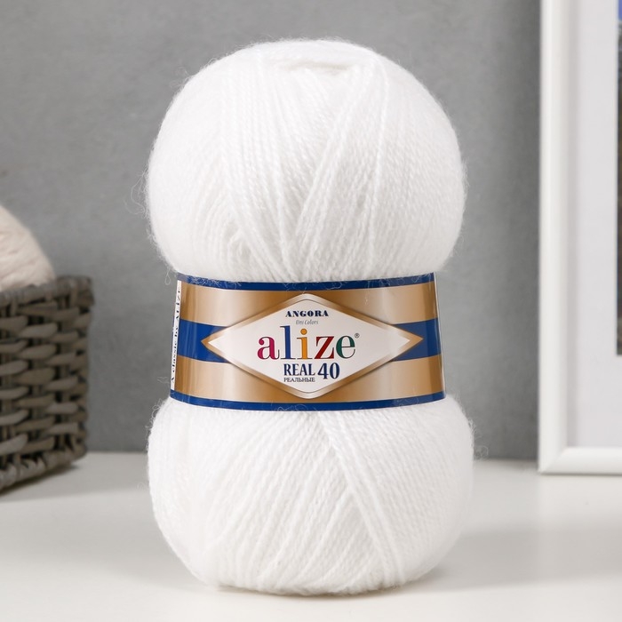 Пряжа Пряжа "Angora real 40" 60% акрил, 40% шерсть 430м/100гр (55 белый)
