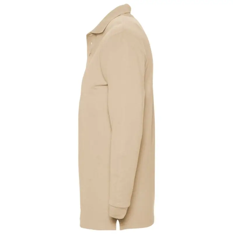 Рубашка поло мужская с длинным рукавом Winter II 210 бежевая, размер S Рубашка поло мужская с длинным рукавом Winter II 210 бежевая, размер S