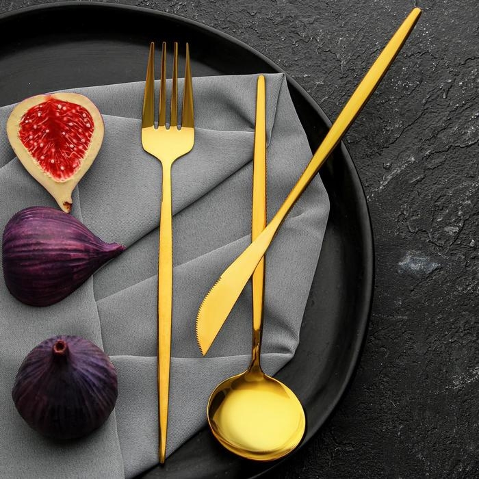 Набор столовых приборов: ложка, вилка и нож «Искусство наслаждения». Набор столовых приборов: ложка, вилка и нож «Искусство наслаждения».