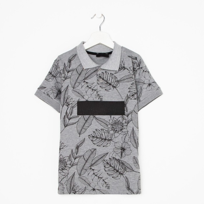 Футболка поло для мальчика, цвет серый/принт микс, рост 122 см