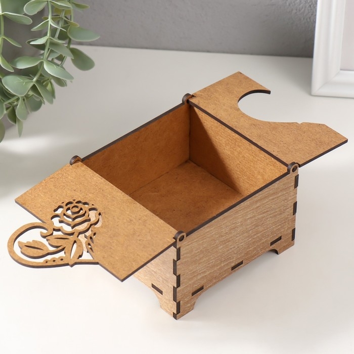 Шкатулка комбинированная "Цветок в сердце" 10,5х10х7 см