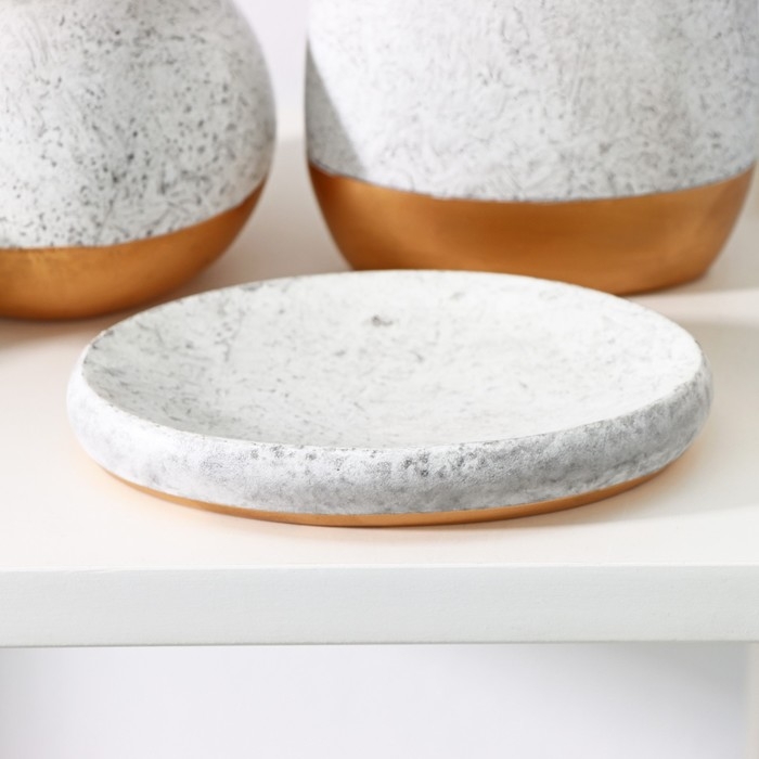 Набор аксессуаров для ванной комнаты &laquo;Мрамор&raquo;, 3 предмета (дозатор 550 мл, мыльница, стакан)