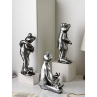 Набор фигур &laquo;Лягушки&raquo;, полистоун, 38 см, цвет серебро