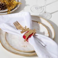 Новый год. Набор декоративных колец для салфеток &laquo;Золотой олень&raquo; 4 шт, d=5 см, 100% п/э, фетр