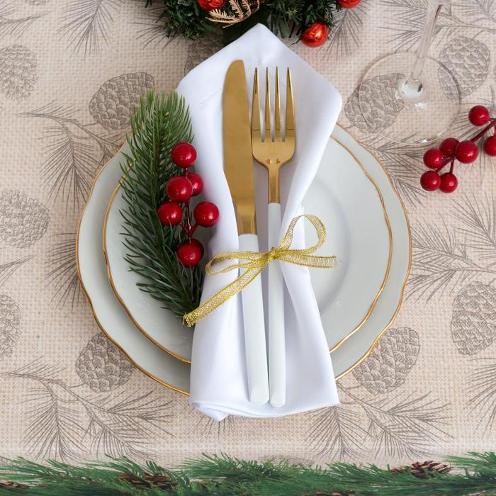 Скатерть "Этель" Еловые ветви 220х148+/- 3см, 100% хлопок, саржа 190 гр/м2