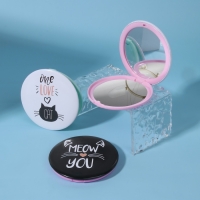 Зеркало складное &laquo;Кис-кис&raquo;, d = 7,5 см, рисунок МИКС