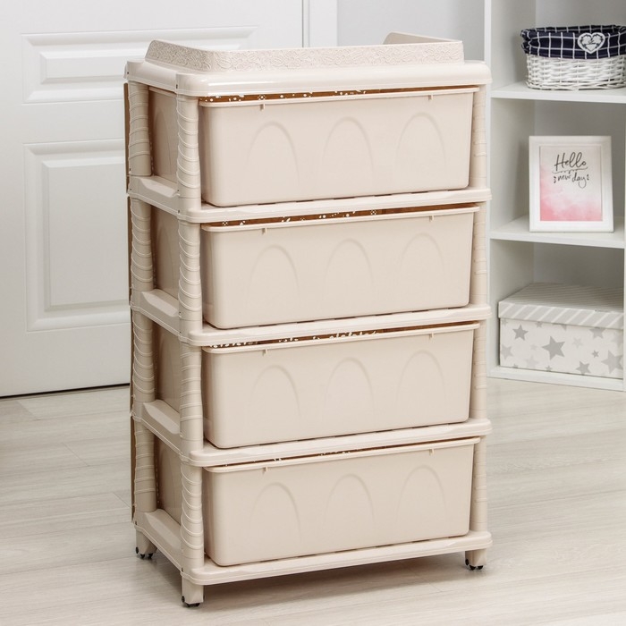 Комод широкий 4-х секционный &laquo;Лаура&raquo;, цвет слоновая кость