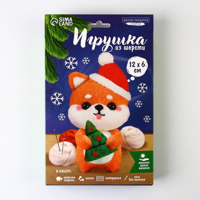 Новогодний набор для создания игрушки из шерсти «Новый год! Корги в шапочке» Новогодний набор для создания игрушки из шерсти «Новый год! Корги в шапочке»