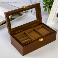 Шкатулка дерево 2 отделения под часы и бижутерию "Стиль" коричневая 10,5х7х19,2 см Шкатулка дерево 2 отделения под часы и бижутерию "Стиль" коричневая 10,5х7х19,2 см