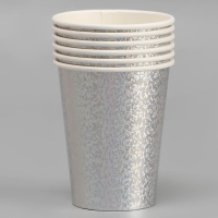 Стаканы бумажные &laquo;Голография&raquo;, 6 шт., цвет серебро