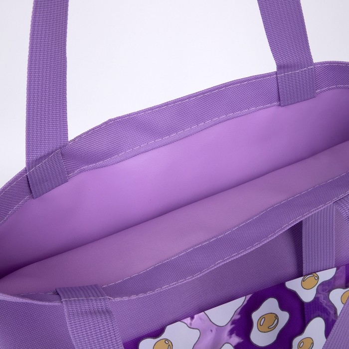 Шопер текстильный &laquo;Все, что не делается.&raquo; яичница, с карманом 35 х 0,5 х 40 см, цвет сиреневый