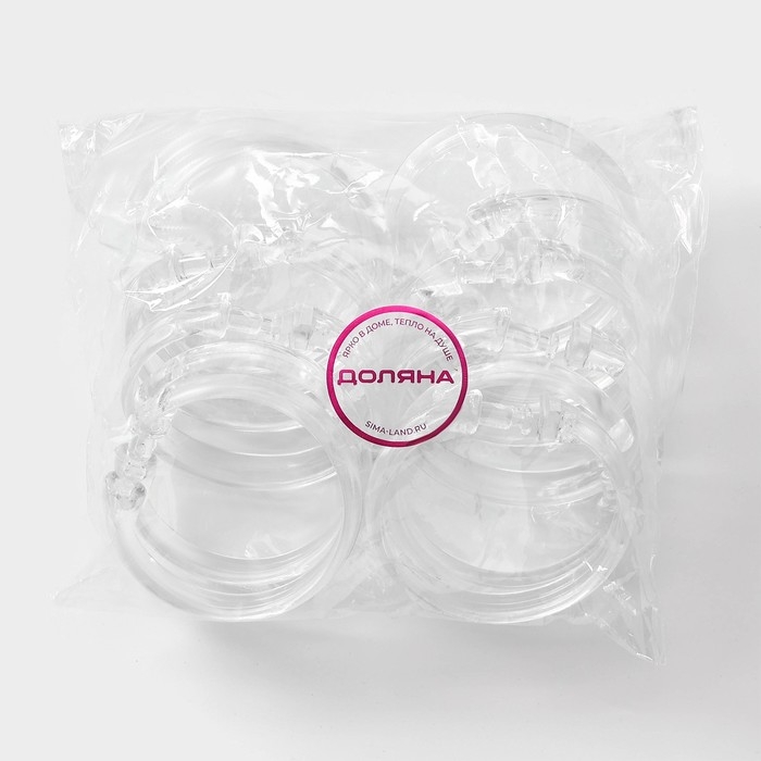 Кольца для штор Доляна, в ванную, 12 шт, d=5,5 см, прозрачные