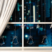 Гирлянда &laquo;Бахрома&raquo; 2.4 &times; 0.9 м с насадками &laquo;Колокольчики&raquo;, IP20, прозрачная нить, 138 LED, свечение мульти, 8 режимов, 220 В