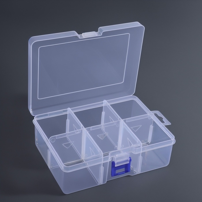 Органайзер для декора, передвижные ячейки, 6 ячеек, 16,5 &times; 12 &times; 5,8 см, цвет прозрачный