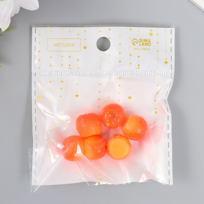 Декор для творчества акрил Декор для творчества акрил "Апельсин" набор 6 шт оранжевый 1,5х1,5х1,6 см
