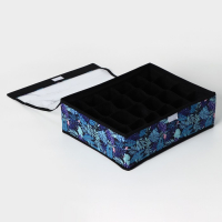 Органайзер для хранения белья с крышкой Доляна &laquo;Тропики&raquo;, 24 ячеек, 38&times;30&times;12 см, цвет синий