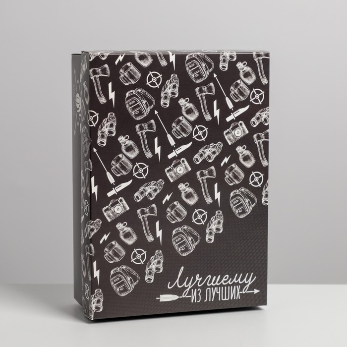 Коробка подарочная складная, упаковка, &laquo;Лучшему мужику&raquo;, 21 х 15 х 7 см