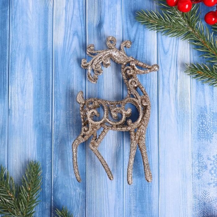 Украшение ёлочное Украшение ёлочное "Олень узорный блеск" 7х15 см, микс