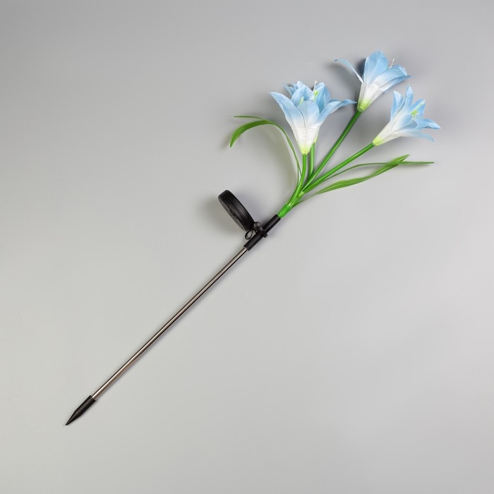 Садовый светильник на солнечной батарее &laquo;Лилия синяя&raquo;, 80 см,4 LED, свечение мульти (RGB)