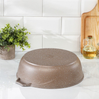 Жаровня &laquo;Гранит Brown&raquo;, 5 л, h=9 см, стеклянная крышка, антипригарное покрытие, цвет коричневый