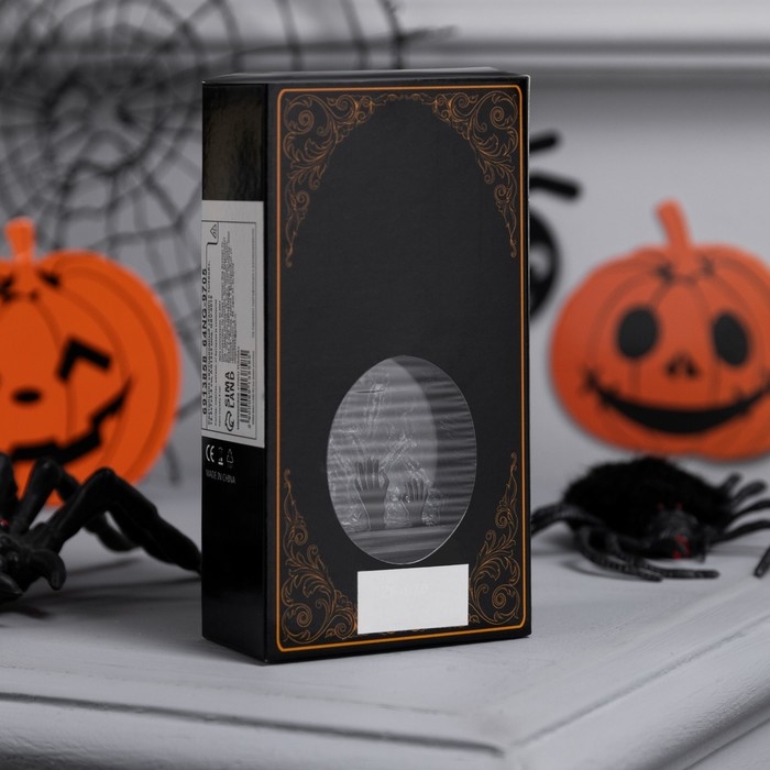 Светодиодная фигура &laquo;Камин с тыквой&raquo; 6 &times; 13 &times; 4 см, пластик, батарейки AG13х3 (в комплекте), свечение тёплое белое