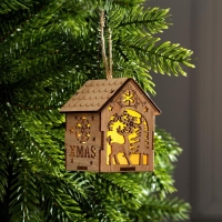 Ёлочная игрушка &laquo;Домик с оленем&raquo;, от батареек, свечение тёплое белое