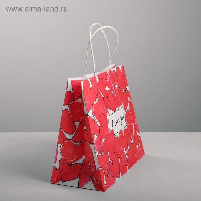 Пакет подарочный крафтовый, упаковка, «I love you», 22 х 25 х 12 см Пакет подарочный крафтовый, упаковка, «I love you», 22 х 25 х 12 см