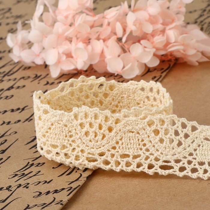 Кружево вязаное, 30 мм &times; 10 &plusmn; 1 м, цвет бежевый