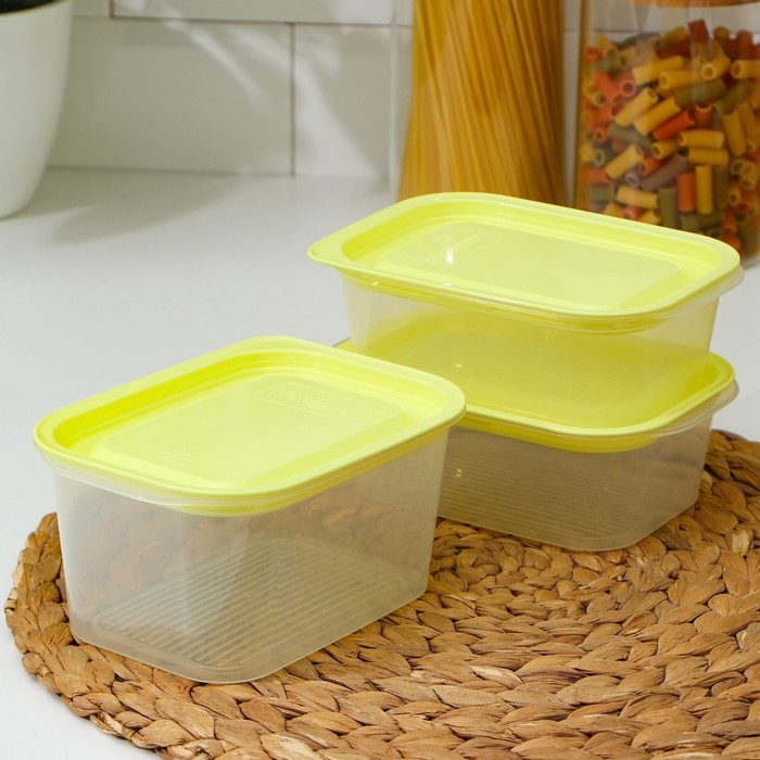 Набор контейнеров пищевых с паровыпуском, 3 шт: 750 мл, 500 мл, 500 мл, прямоугольные, цвет микс