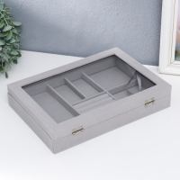 Шкатулка бархат для украшений многофункциональная "Серый туман" 5х20х28 см Шкатулка бархат для украшений многофункциональная "Серый туман" 5х20х28 см