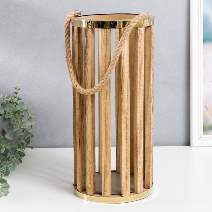 Подсвечник дерево Подсвечник дерево "Цилиндр - рейка" набор 2 шт 22х22х50, 18х18х40 см