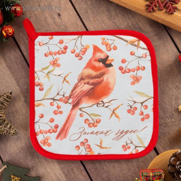Прихватка Прихватка "Winter birds" 19х19см, саржа, 100% х/л,ватин 250г/м2