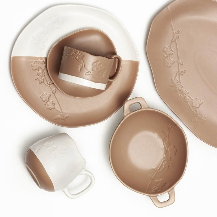 Чайная пара керамическая &laquo;Монблан&raquo;, 2 предмета: кружка 220 мл, блюдце 13х13,6 см