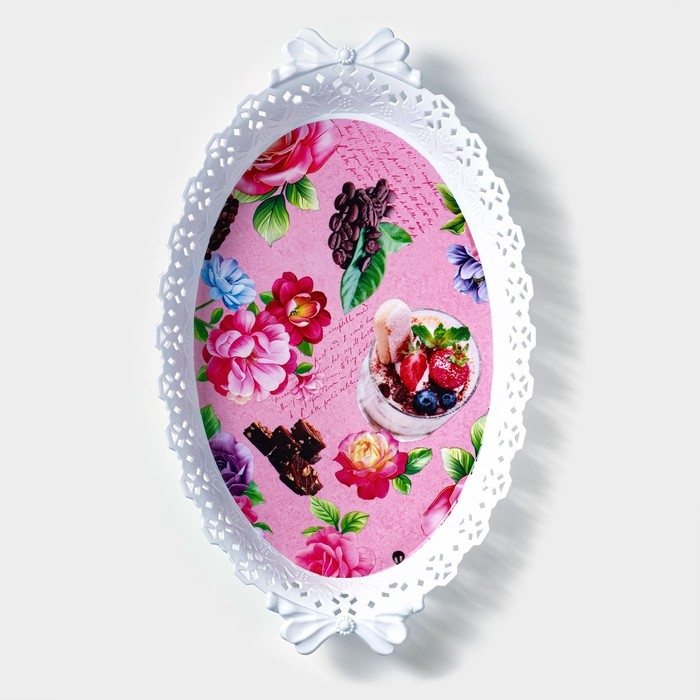 Поднос овальный Доляна &laquo;Пастораль&raquo;, 36&times;22&times;5 см, цвет МИКС