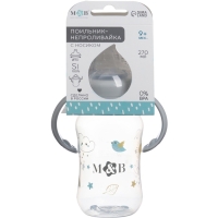 Поильник - непроливайка детский с мягким носиком &laquo;M&B&raquo;, 270 мл., с ручками, цвет серый