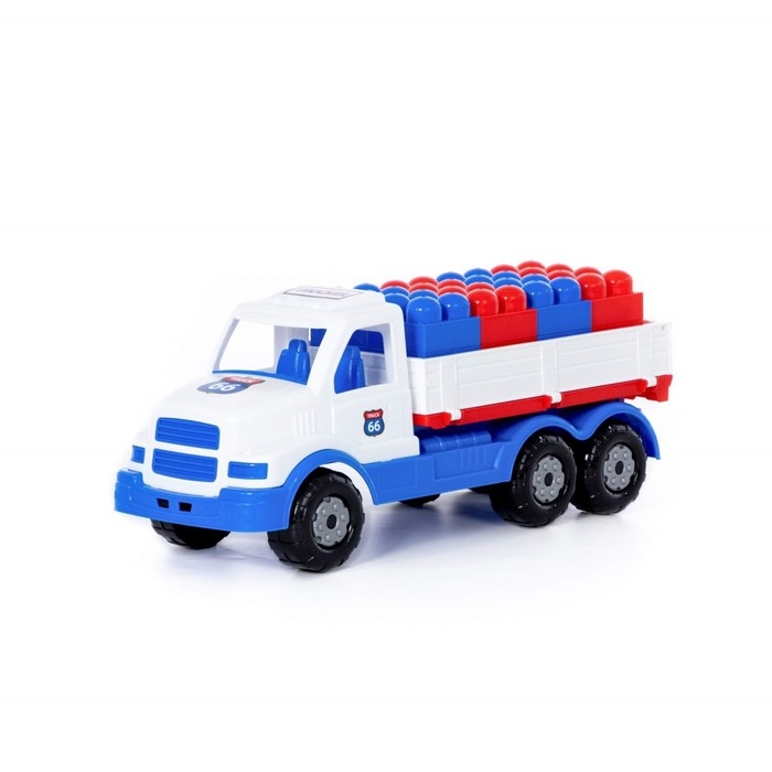 Автомобиль бортовой &laquo;Сталкер&raquo;, цвет бело-синий + конструктор &laquo;Юниор&raquo;, 20 элементов