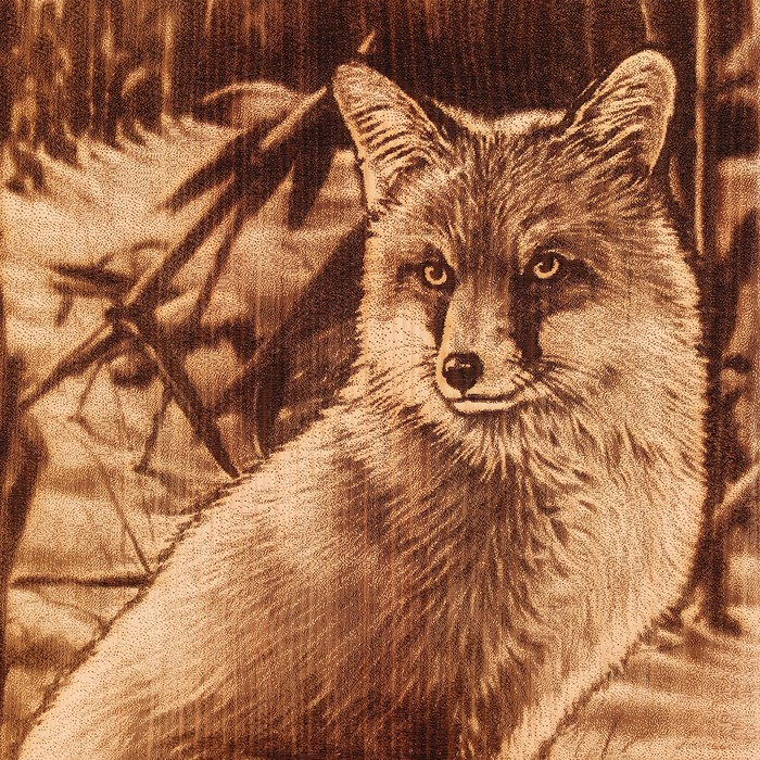 Доска из массива кедра &laquo;Лиса&raquo;, большая, прямоугольная, 23 &times; 35 см №35