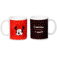 Набор парных кружек, 320 мл "Счастье начинается с тебя", Микки и друзья Набор парных кружек, 320 мл "Счастье начинается с тебя", Микки и друзья