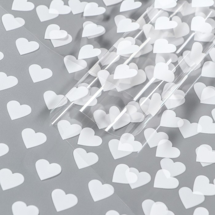 Пленка цветная Пленка цветная "Сердца", белая, 0,7 х 7,6 м, 40 мкм, 200 гр