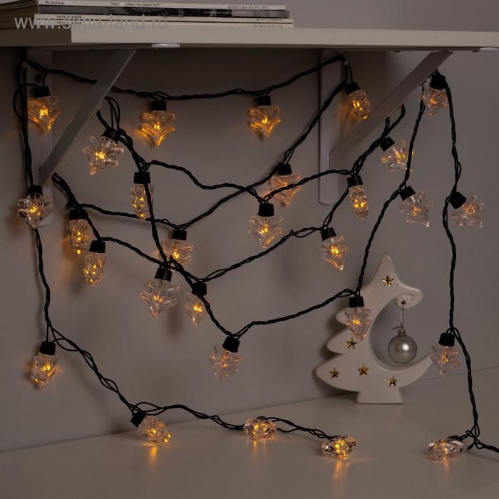 Гирлянда «Нить» 5 м с насадками «Ёлка», IP44, тёмная нить, 40 LED, свечение жёлтое, 8 режимов, 220 В Гирлянда «Нить» 5 м с насадками «Ёлка», IP44, тёмная нить, 40 LED, свечение жёлтое, 8 режимов, 220 В