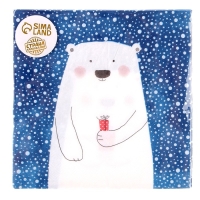 Салфетки бумажные &laquo;Белый мишка с подарком&raquo;, 33х33 см, набор 20 шт.